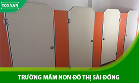 Lắp đặt vách ngăn vệ sinh cho trường mầm non Sài Đồng