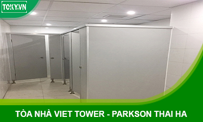 Thi công vách ngăn vệ sinh compact tại tòa nhà Viet Tower