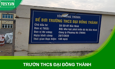 Thi công vách ngăn vệ sinh compact tại THCS Đại Đồng Thành