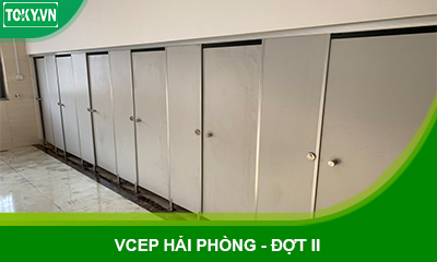 Thi công vách ngăn wc compact tại khu công nghiệp VCEP đợt 2