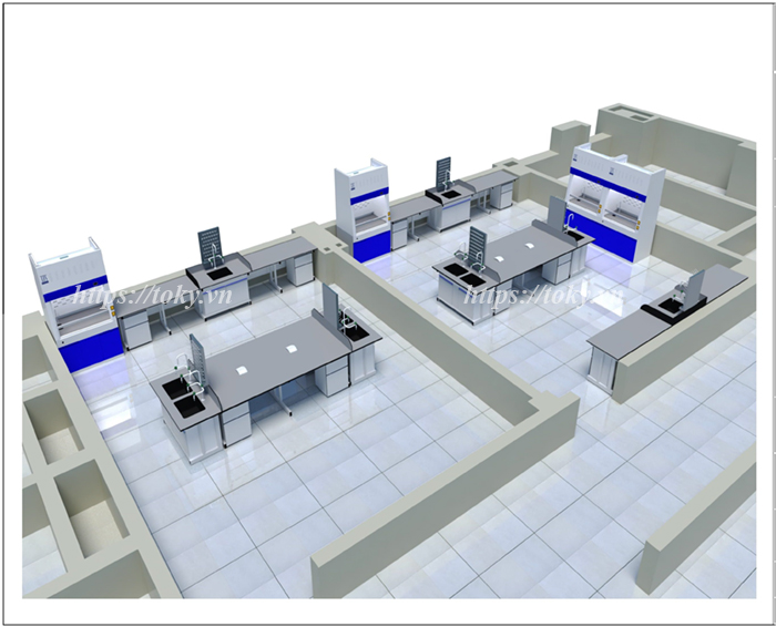 Bản vẽ 3D mặt bàn thí nghiệm chịu axit
