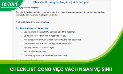 Checklist thi công vách ngăn vệ sinh compact | Áp dụng cho mọi hạng mục