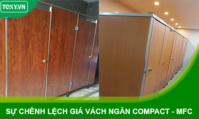 Mức chênh lệch giá vách ngăn vệ sinh compact và mfc