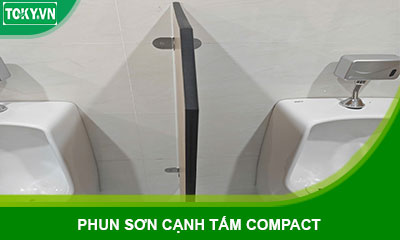 Công nghệ phun sơn cạnh tấm vách ngăn vệ sinh compact chống nước