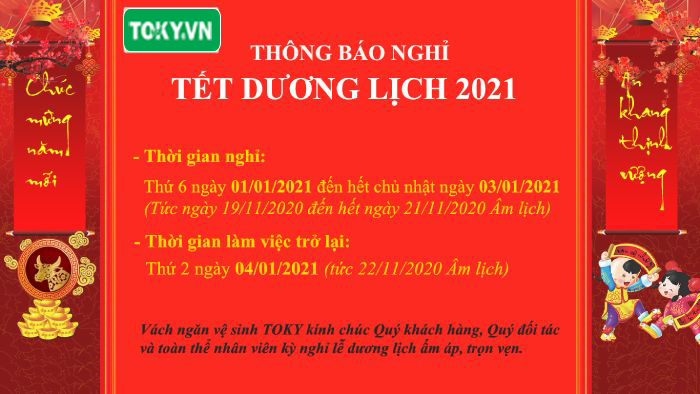 Lịch nghỉ tết dương lịch 2022 của Vách ngăn vệ sinh TOKY