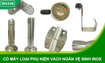 Phụ kiện vách ngăn vệ sinh compact inox có mấy loại?