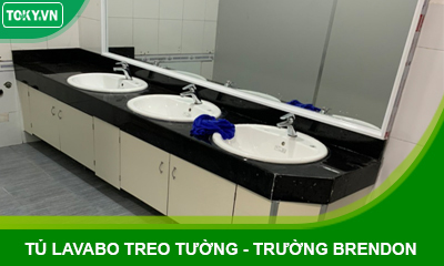 Lắp đặt tủ lavabo treo tường & vách ngăn tiểu học Brendon