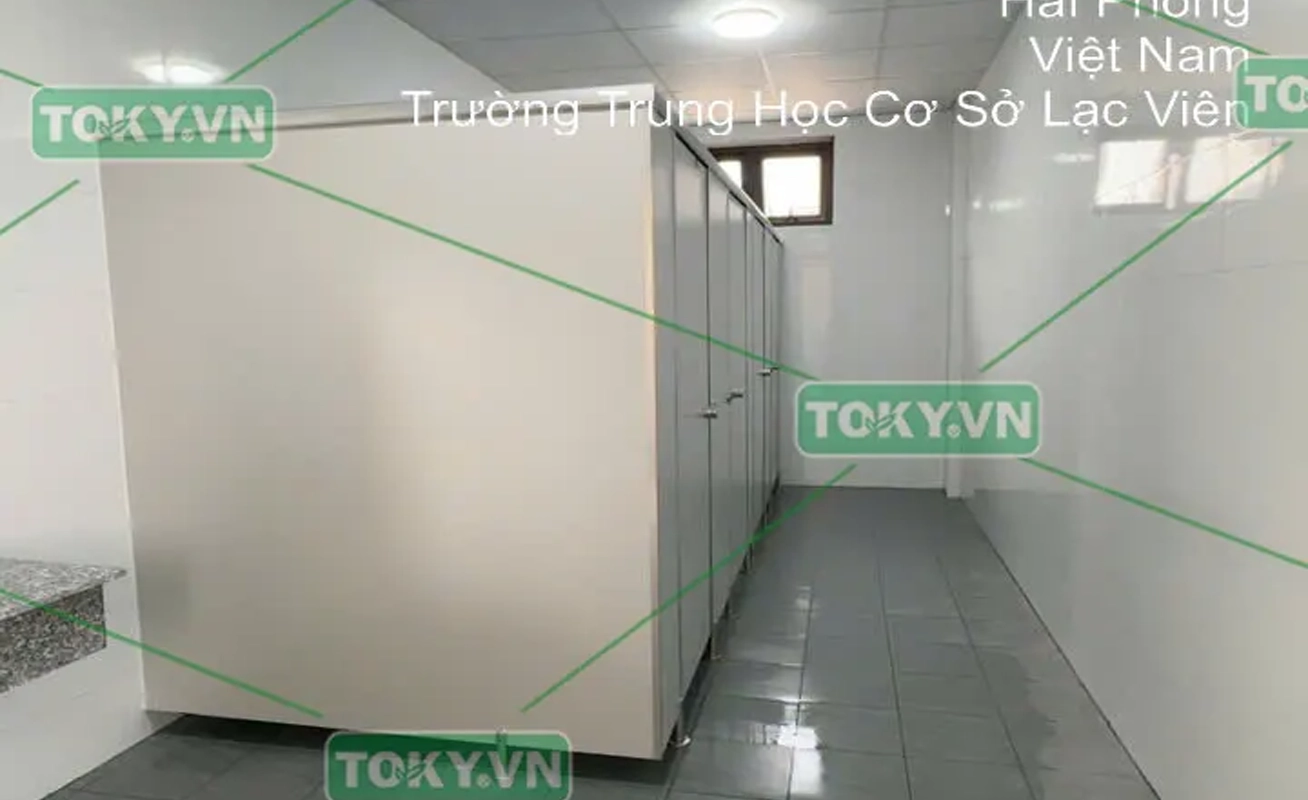 Dự án thi công vách ngăn vệ sinh Trường THCS Lạc Viên – Hải Phòng (200m²)