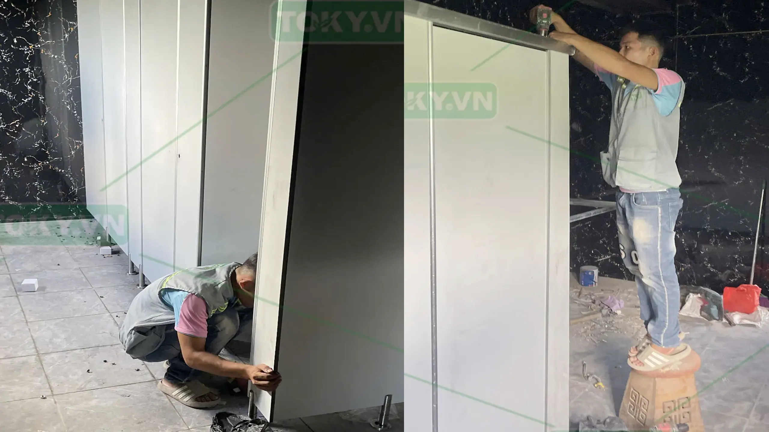 Dự án 300m2 vách ngăn vệ sinh cho Trung tâm tiệc cưới Cung Xuân