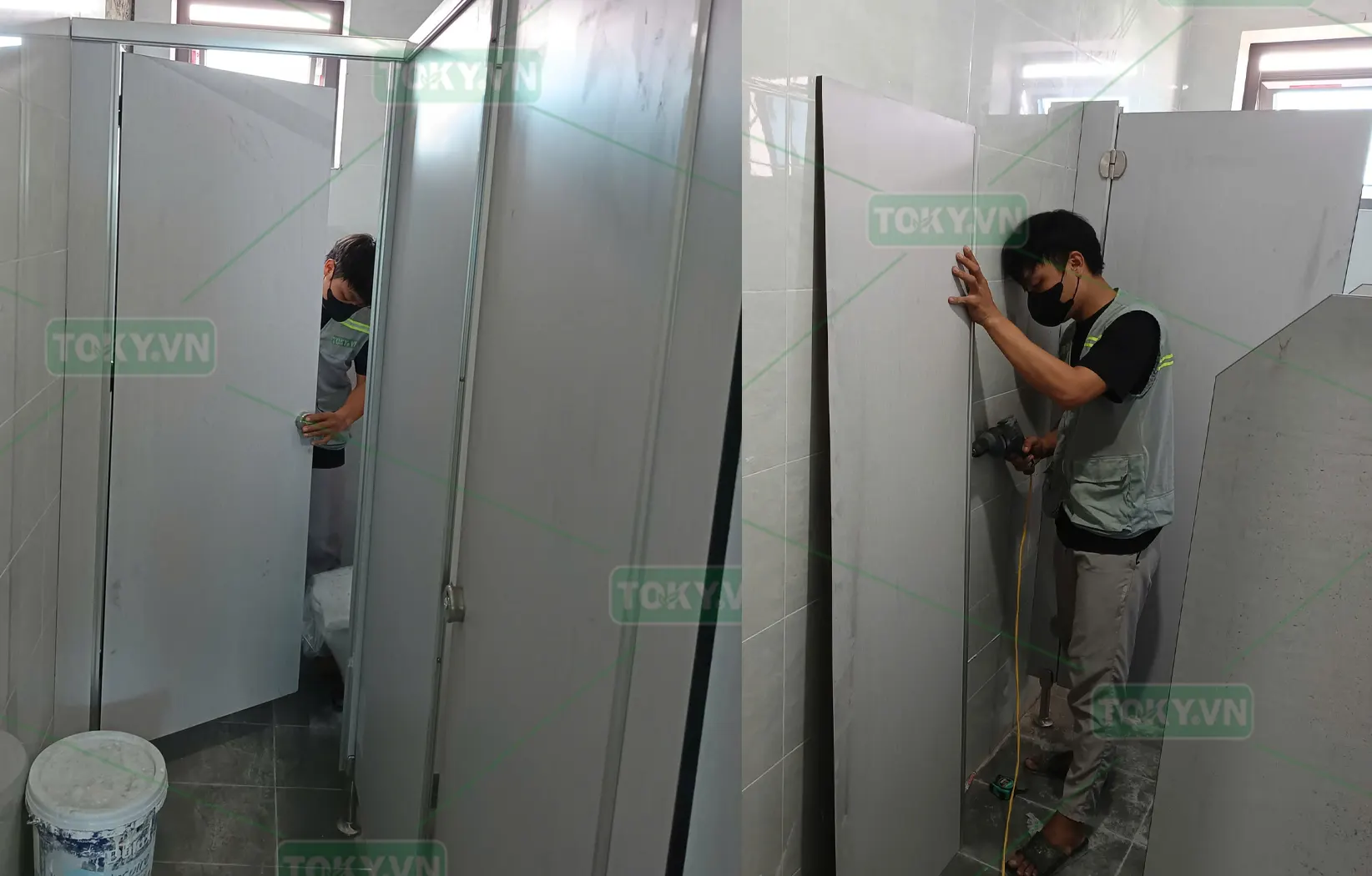 TOKY hoàn thiện vách ngăn vệ sinh Trụ sở Ngân hàng VietinBank – Chi nhánh Bắc Thăng Long