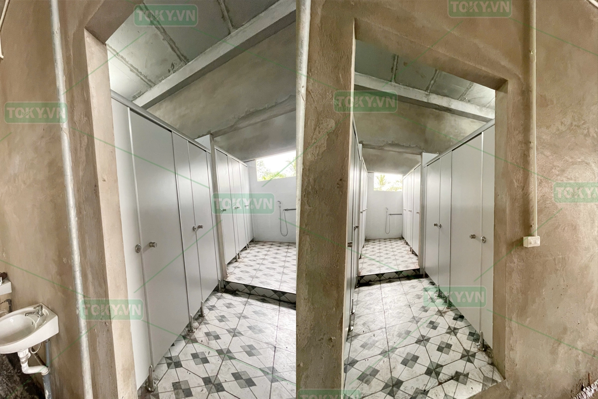 Vách ngăn vệ sinh tại nhà xưởng cho thuê Tiền Hải – Thái Bình