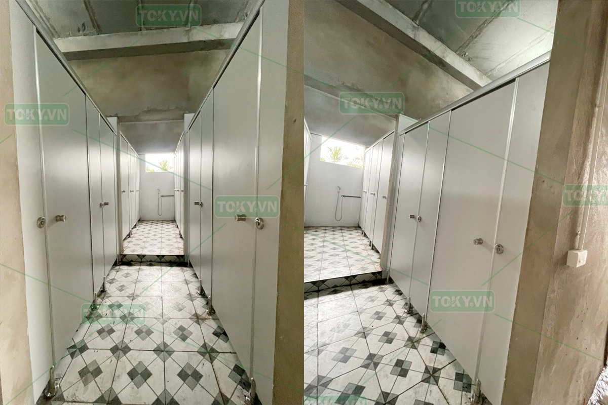 Vách ngăn vệ sinh tại nhà xưởng cho thuê Tiền Hải – Thái Bình