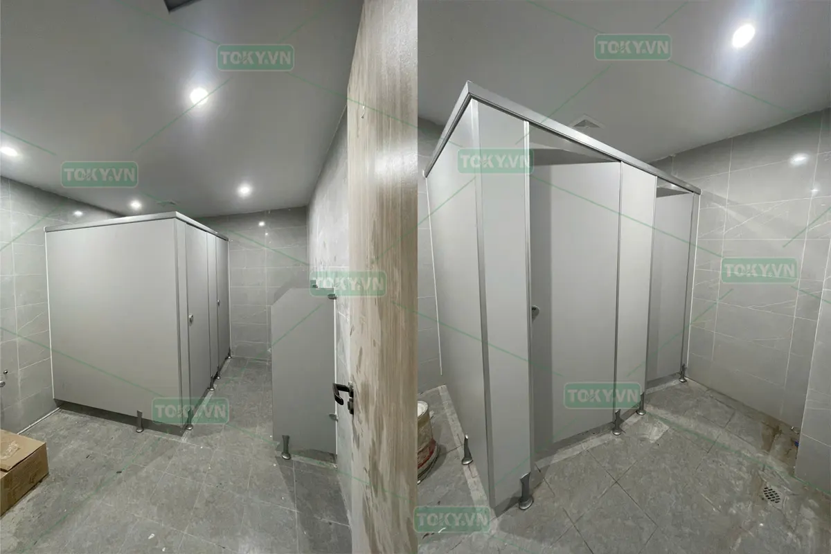 Hoàn thiện thi công vách ngăn vệ sinh cho Tổ hợp văn phòng số 5 Thành Công