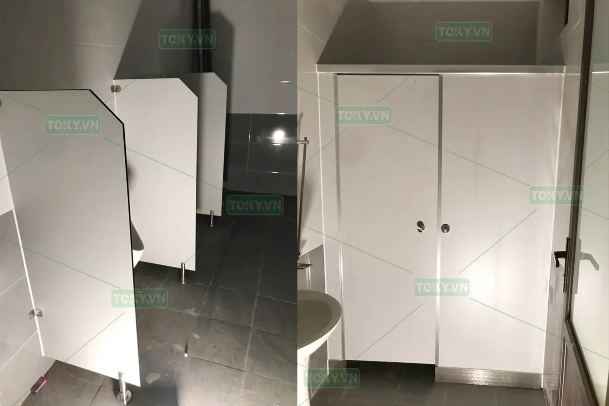 Hoàn thiện tấm compact vách ngăn vệ sinh cho Doanh trại quân đội – Bắc Giang