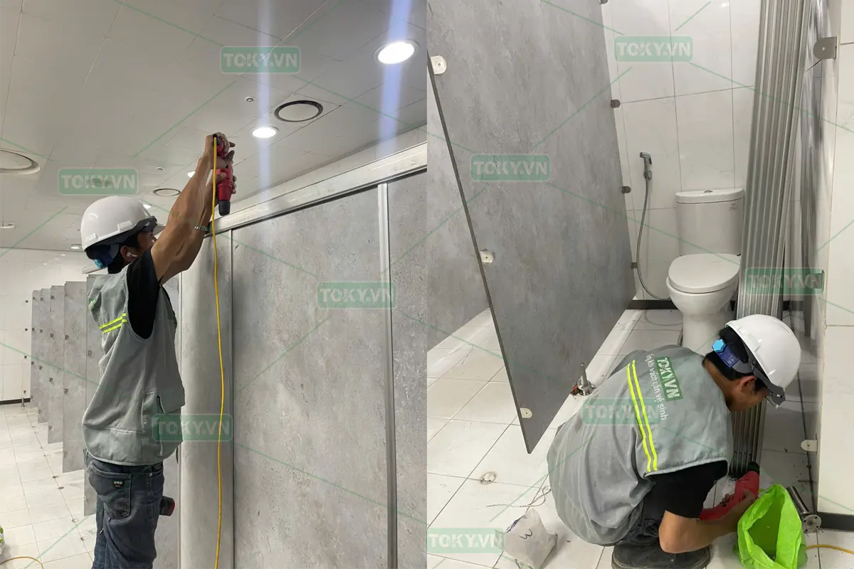 Cải tạo thay mới vách ngăn vệ sinh Compact nhà máy Hyundai Kefico Việt Nam