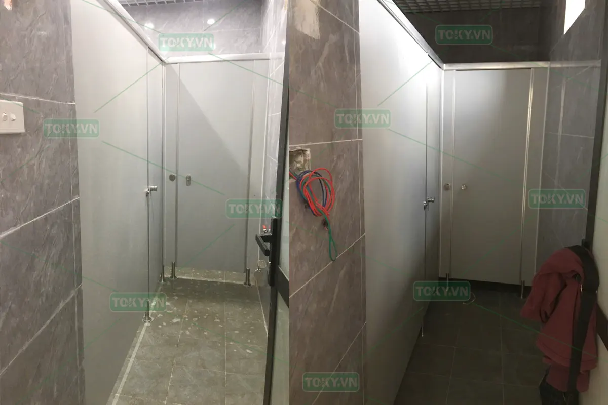 TOKY hoàn thiện vách ngăn vệ sinh cho Đảng ủy Phường Phú Thượng