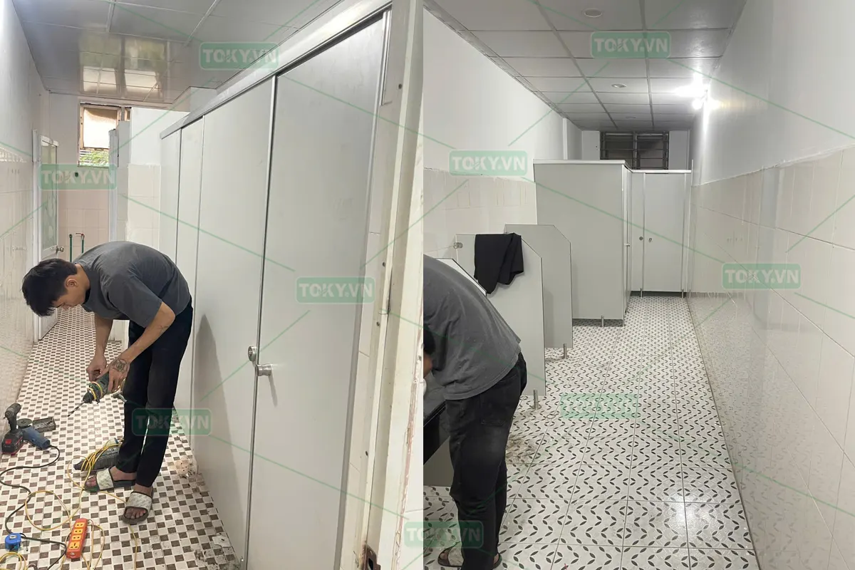 Toky hoàn thiện vách ngăn vệ sinh cho Trường cao đẳng Bách Nghệ Hà Nội