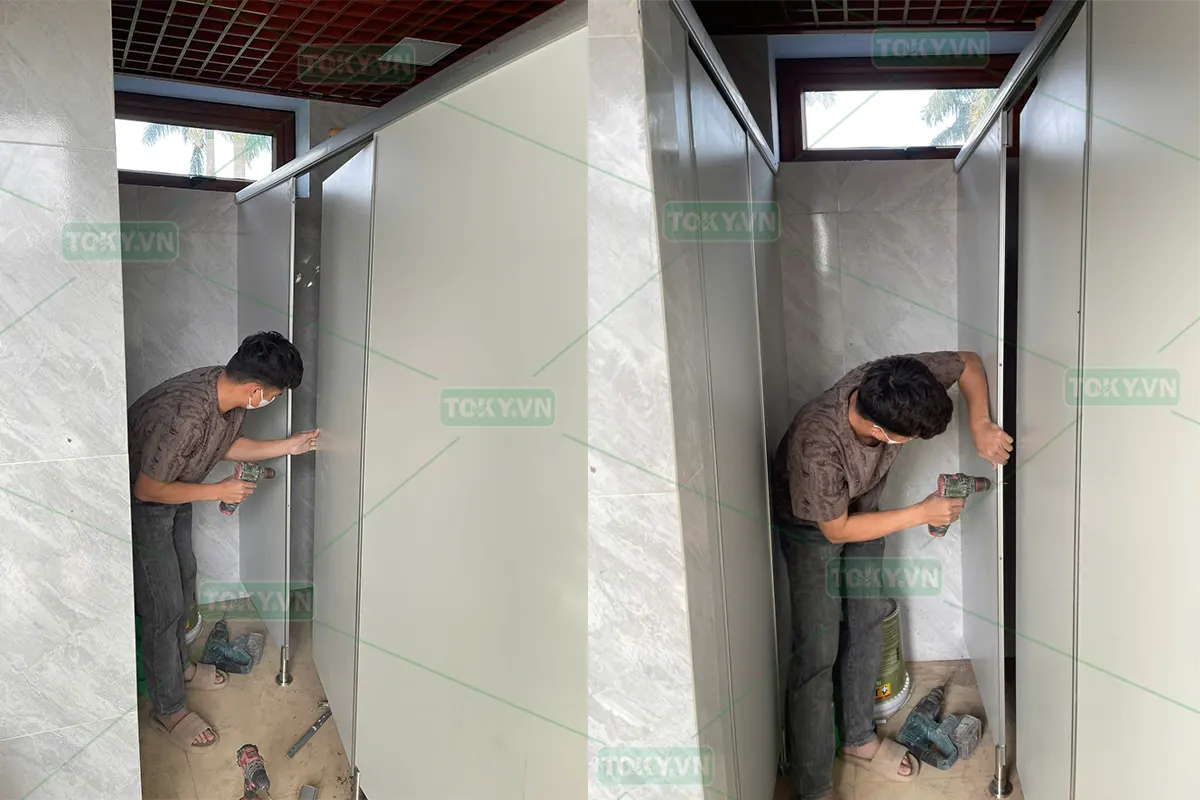 TOKY lắp đặt vách ngăn vệ sinh cho Chùa làng Đại Cát