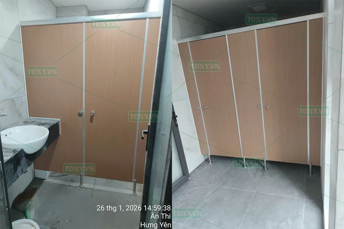 TOKY hoàn thiện 200m2 vách ngăn vệ sinh cho nhà máy KCN Yên Mỹ số 5