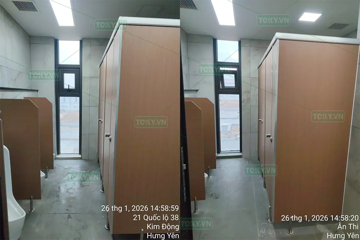TOKY hoàn thiện 200m2 vách ngăn vệ sinh cho nhà máy KCN Yên Mỹ số 5