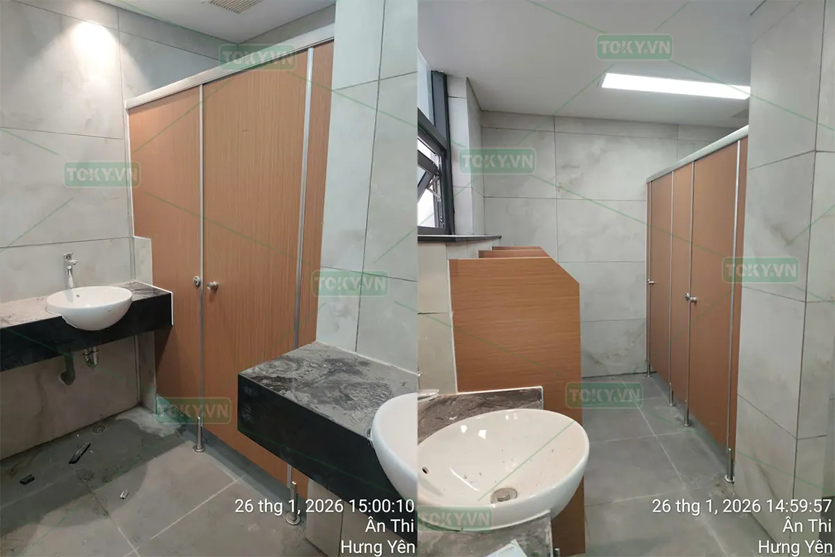 TOKY hoàn thiện 200m2 vách ngăn vệ sinh cho nhà máy KCN Yên Mỹ số 5