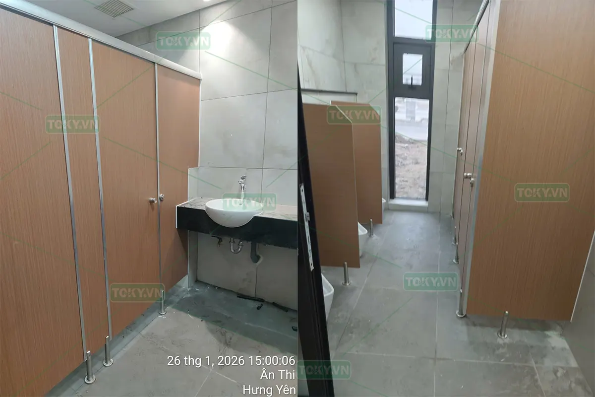 TOKY hoàn thiện 200m2 vách ngăn vệ sinh cho nhà máy KCN Yên Mỹ số 5