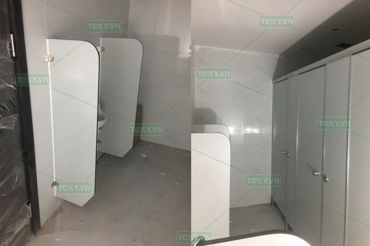 TOKY hoàn thiện vách ngăn vệ sinh compact cho Biệt thự tại đê Bát Tràng