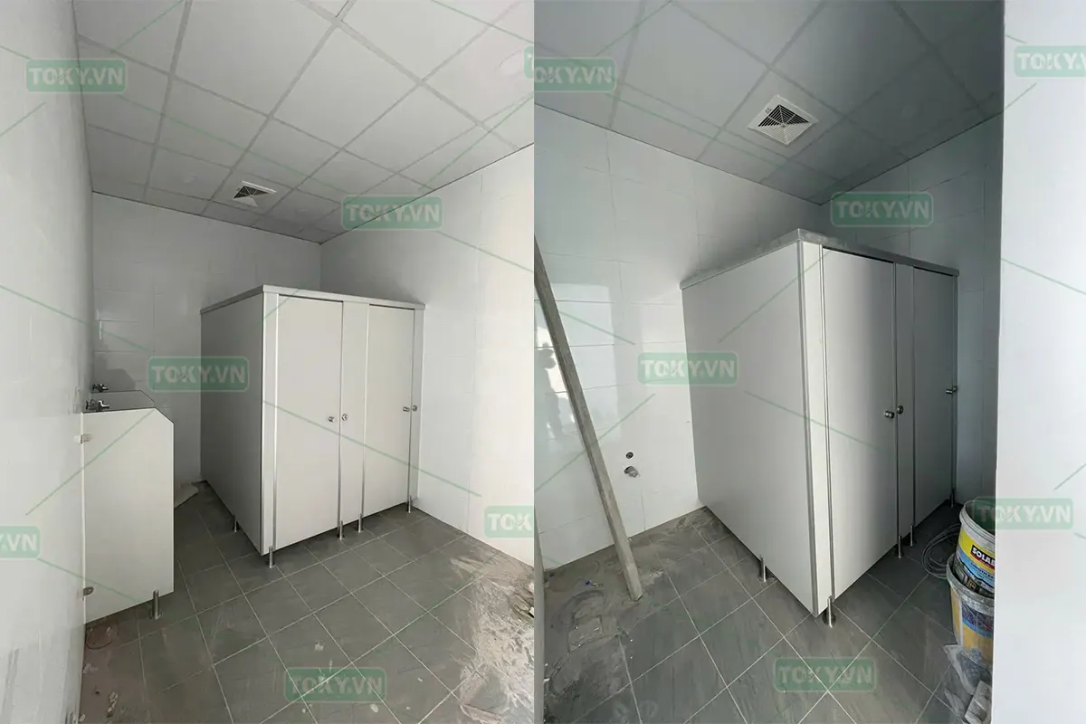 Vách ngăn vệ sinh tấm Compact cho Nhà máy Sản xuất Thiết bị nâng hạ – cẩu trục – kết cấu thép