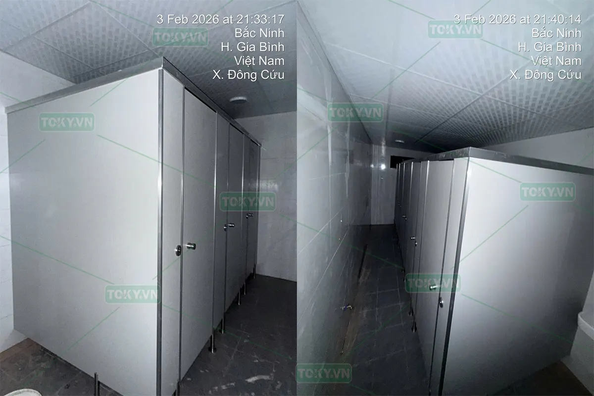 TOKY bàn giao 550m2 vách ngăn vệ sinh compact cho nhà máy Sotek Electric – KCN Gia Bình