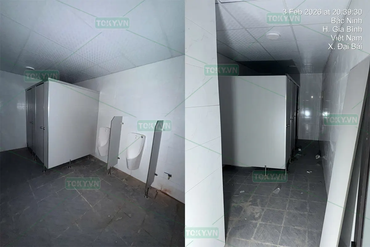 TOKY bàn giao 550m2 vách ngăn vệ sinh compact cho nhà máy Sotek Electric – KCN Gia Bình