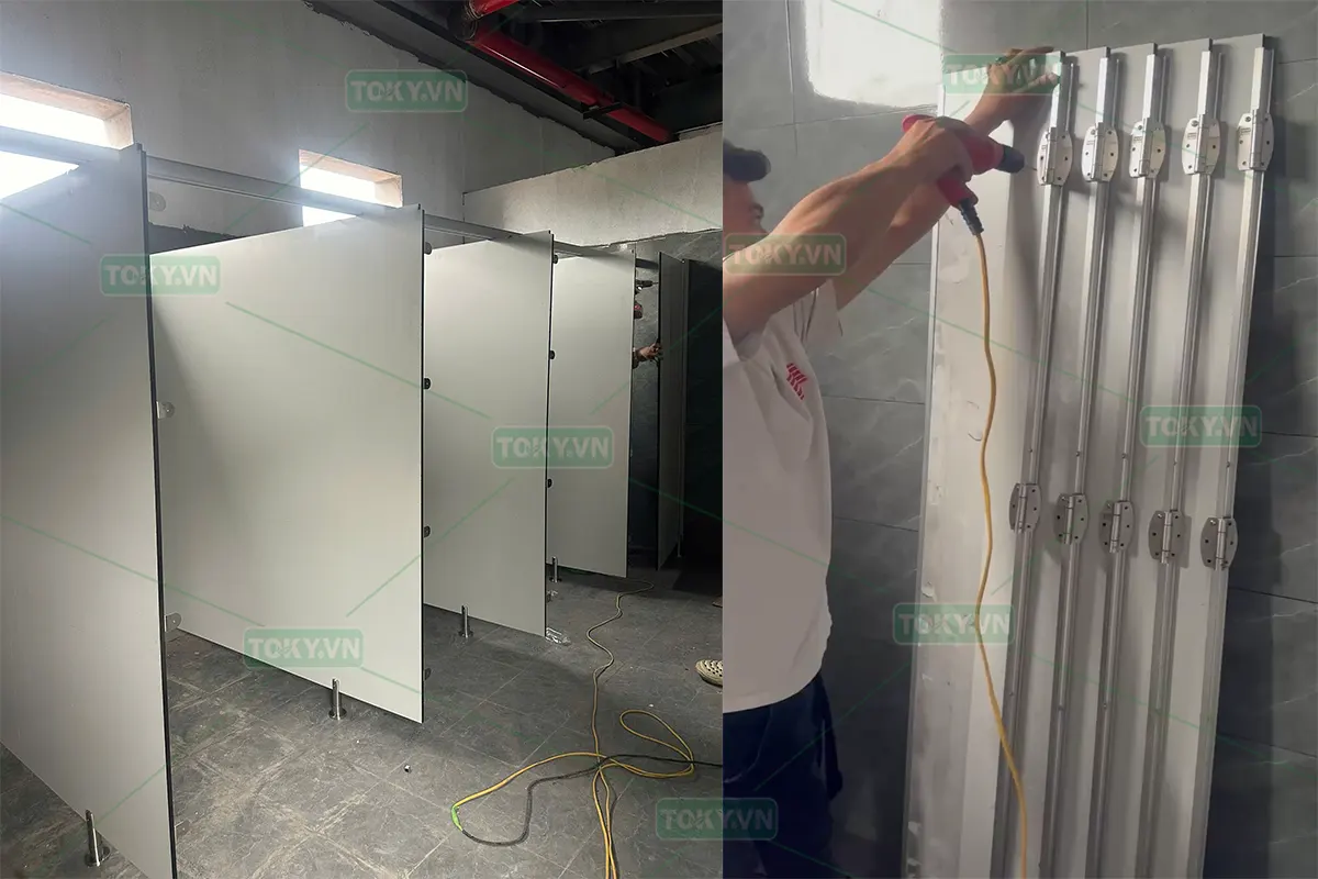 TOKY hoàn thiện 200m2 vách ngăn vệ sinh Công ty cổ phần Thành Công