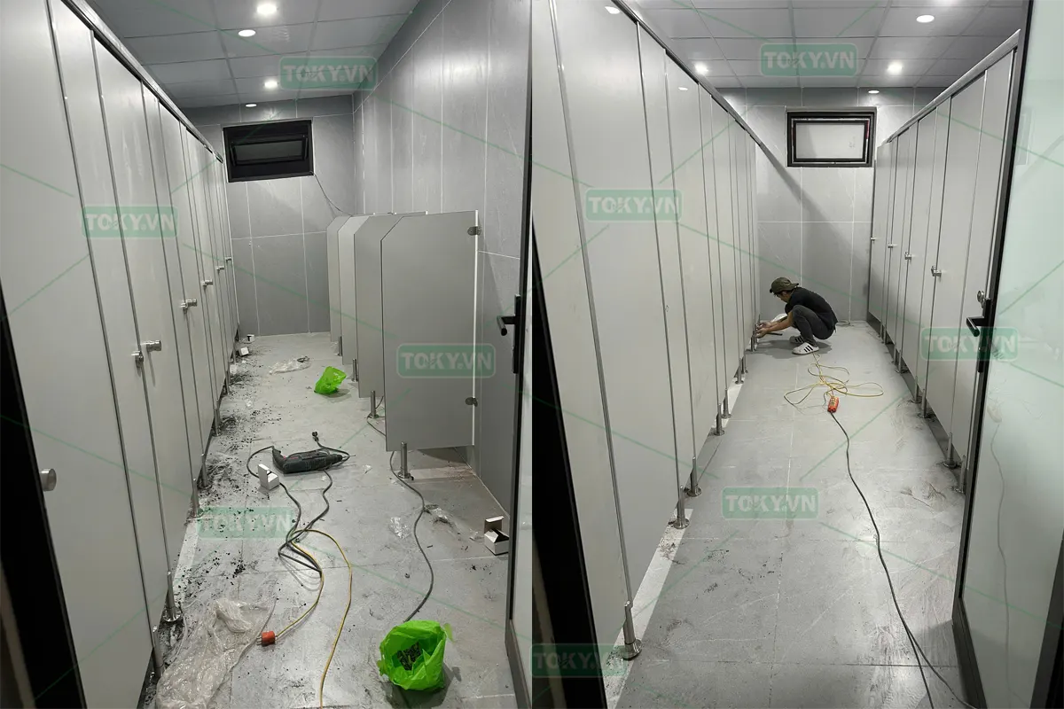 Toky hoàn thiện 300m2 vách ngăn vệ sinh Công ty cổ phần May ATH