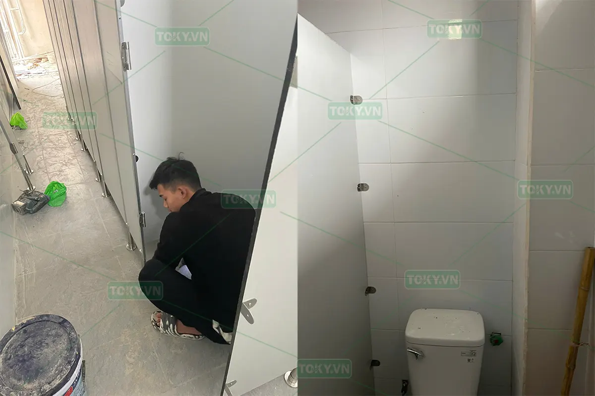 TOKY hoàn thiện vách ngăn vệ sinh Compact HPL cho Bệnh viện Thuận Thành – Bắc Ninh