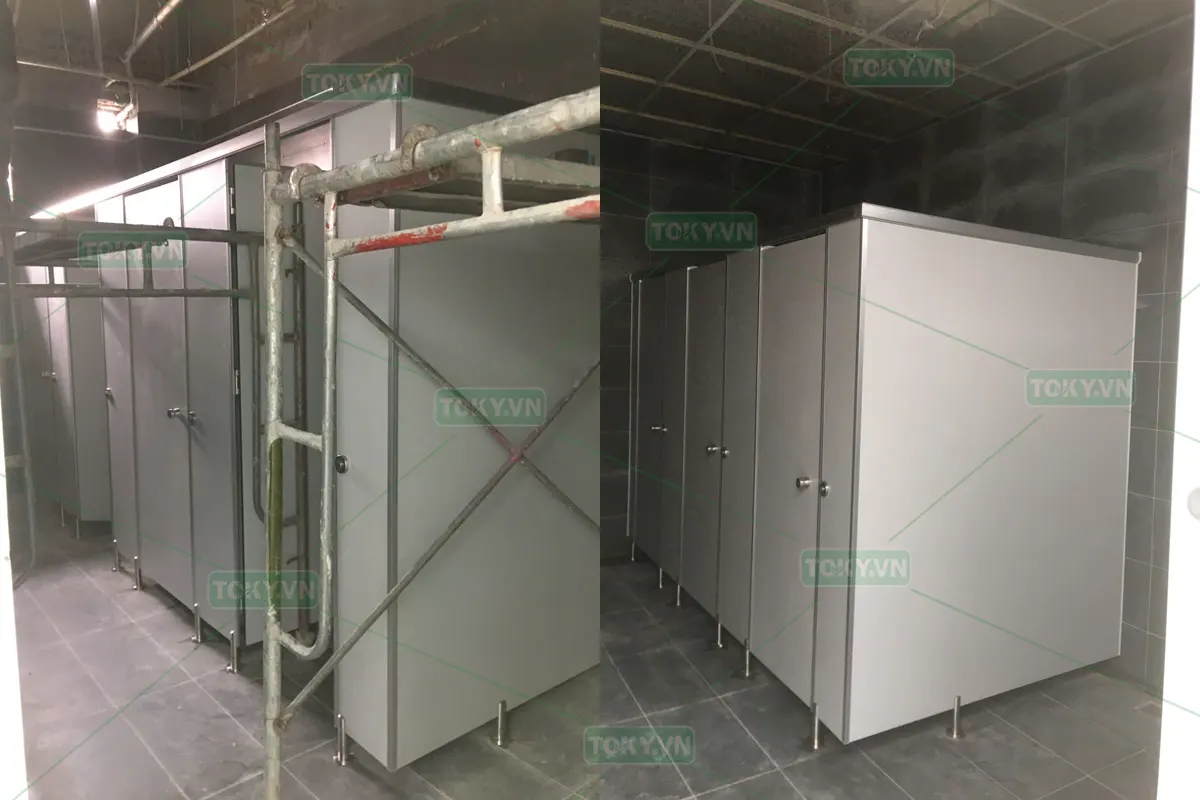 TOKY hoàn thiện 300m² vách ngăn vệ sinh Compact HPL cho nhà máy Credible Việt Nam