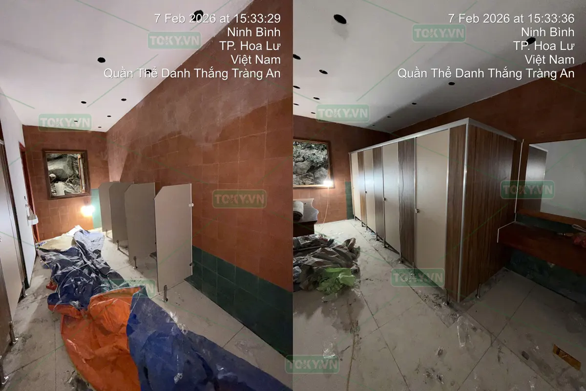 TOKY thi công 250m2 vách ngăn vệ sinh cho Bến thuyền Tràng An