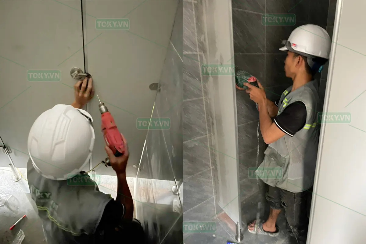 300m2 vách ngăn vệ sinh tòa B5 + B7 Đại học PCCC Thanh Xuân