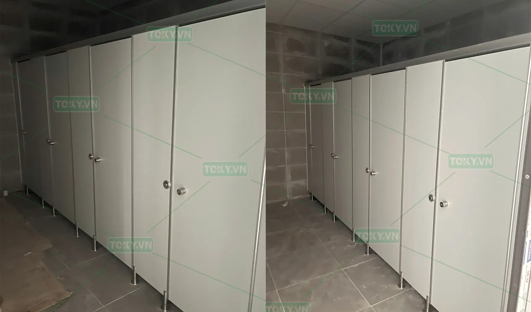 350m² vách ngăn vệ sinh nhà máy Biene – Bài toán thi công thực tế và cách TOKY triển khai
