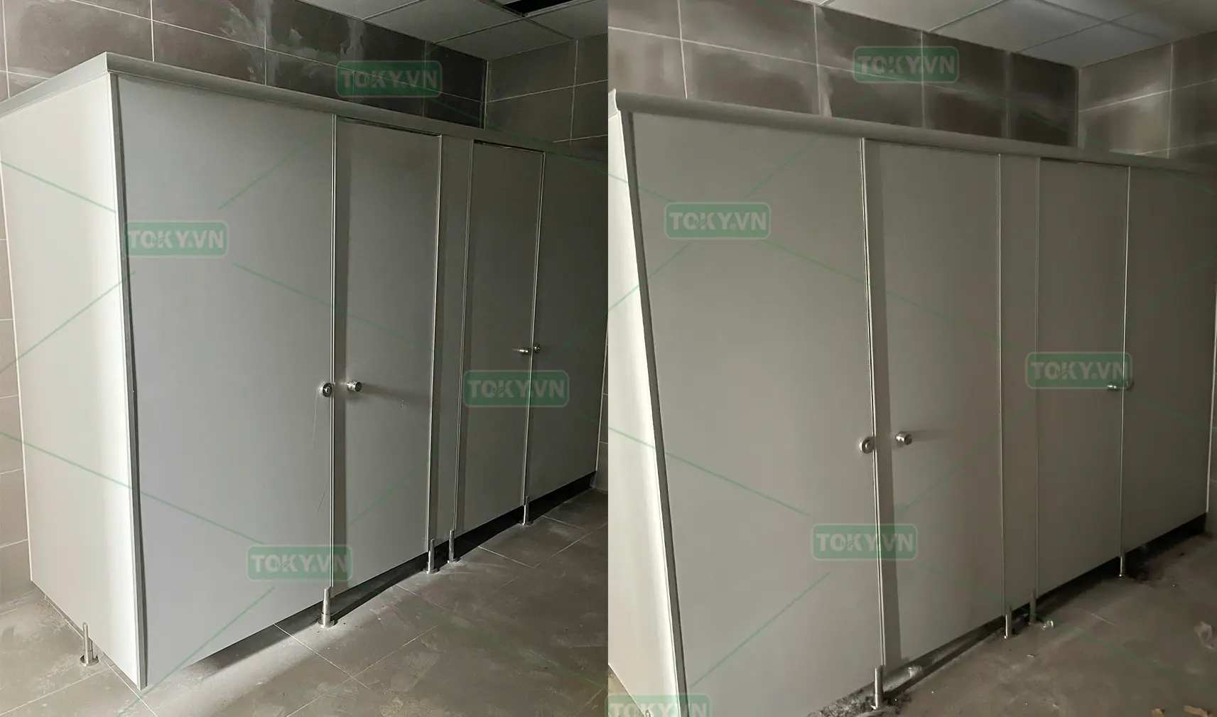 350m² vách ngăn vệ sinh nhà máy Biene – Bài toán thi công thực tế và cách TOKY triển khai