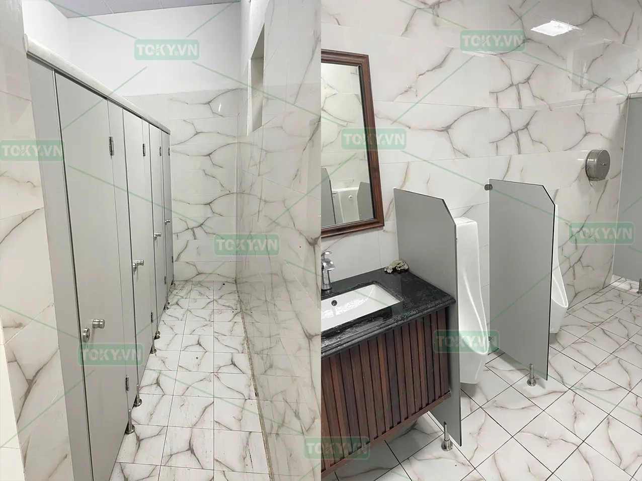 TOKY hoàn thiện 200m2 vách ngăn vệ sinh Compact cho Nhà máy Xi măng Xuân Sơn