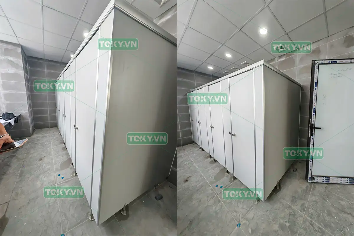 Toky thực hiện 200m2 thi công vách ngăn vệ sinh tại nhà máy Biene Việt Nam