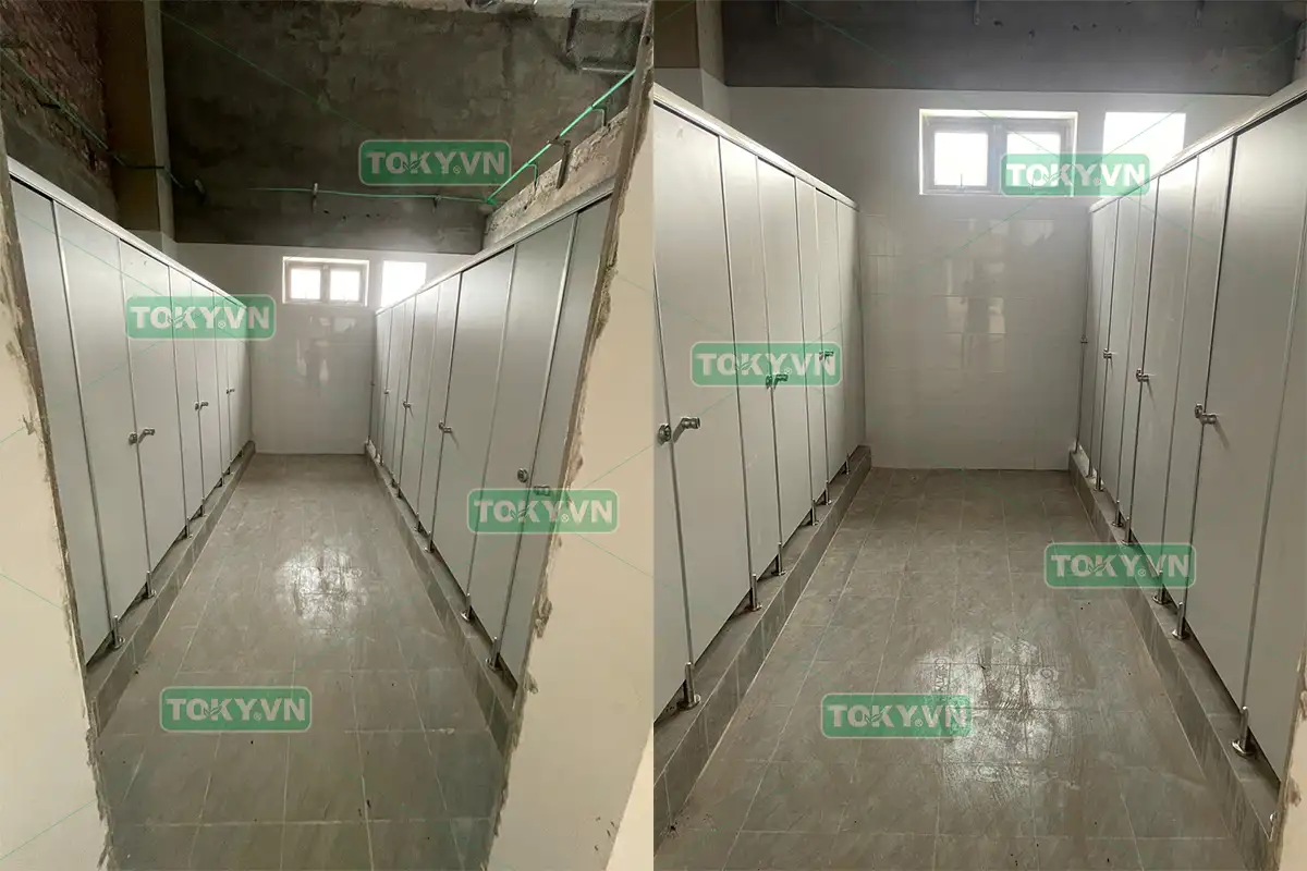 5 Dự án vách ngăn compact Toky đã hoàn thiện tại khu công nghiệp 1 Dự án thi công 250m2 vách ngăn compact hpl tại nhà máy hornor