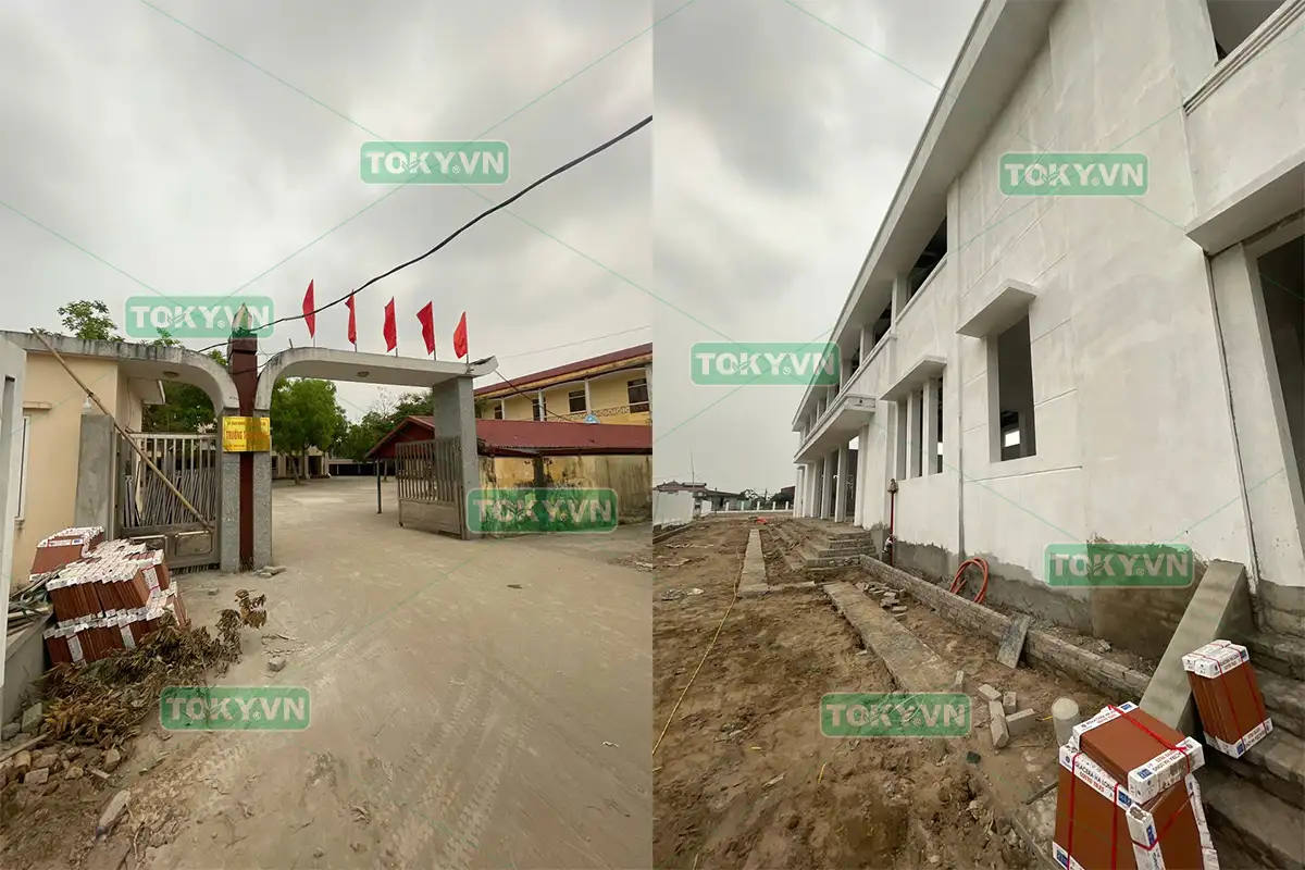 Toky hoàn thiện 100m2  thi công vách ngăn vệ sinh tại trường THCS An Nội