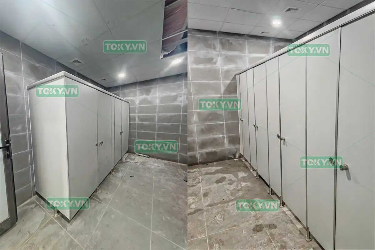 Toky thực hiện 200m2 thi công vách ngăn vệ sinh tại nhà máy Biene Việt Nam