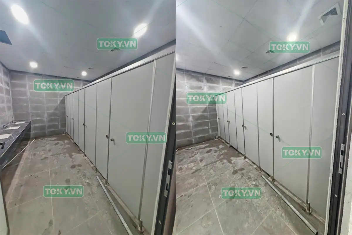 Toky thực hiện 200m2 thi công vách ngăn vệ sinh tại nhà máy Biene Việt Nam