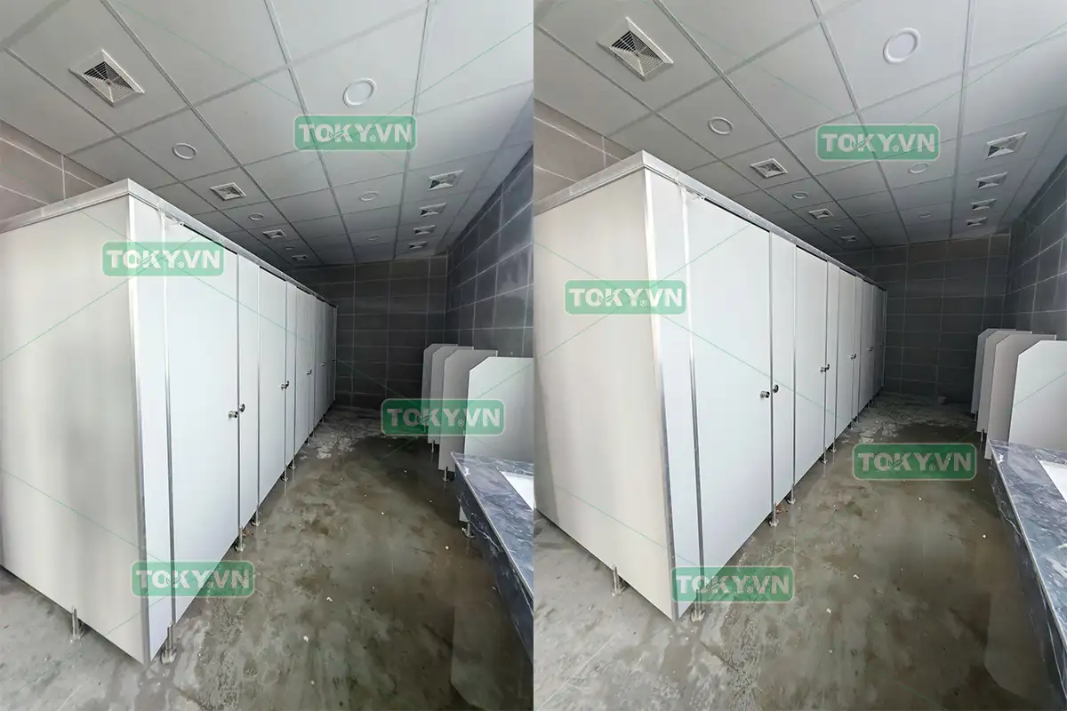 Toky thực hiện 200m2 thi công vách ngăn vệ sinh tại nhà máy Biene Việt Nam