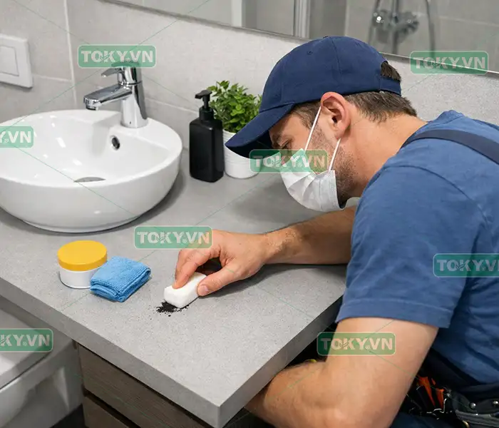 Cách xử lý vết trầy xước và vết cháy thuốc lá trên tấm Compact HPL hiệu quả nhất 2 Các bước xử lý vết cháy thuốc lá trên tấm Compact HPL nhanh chóng
