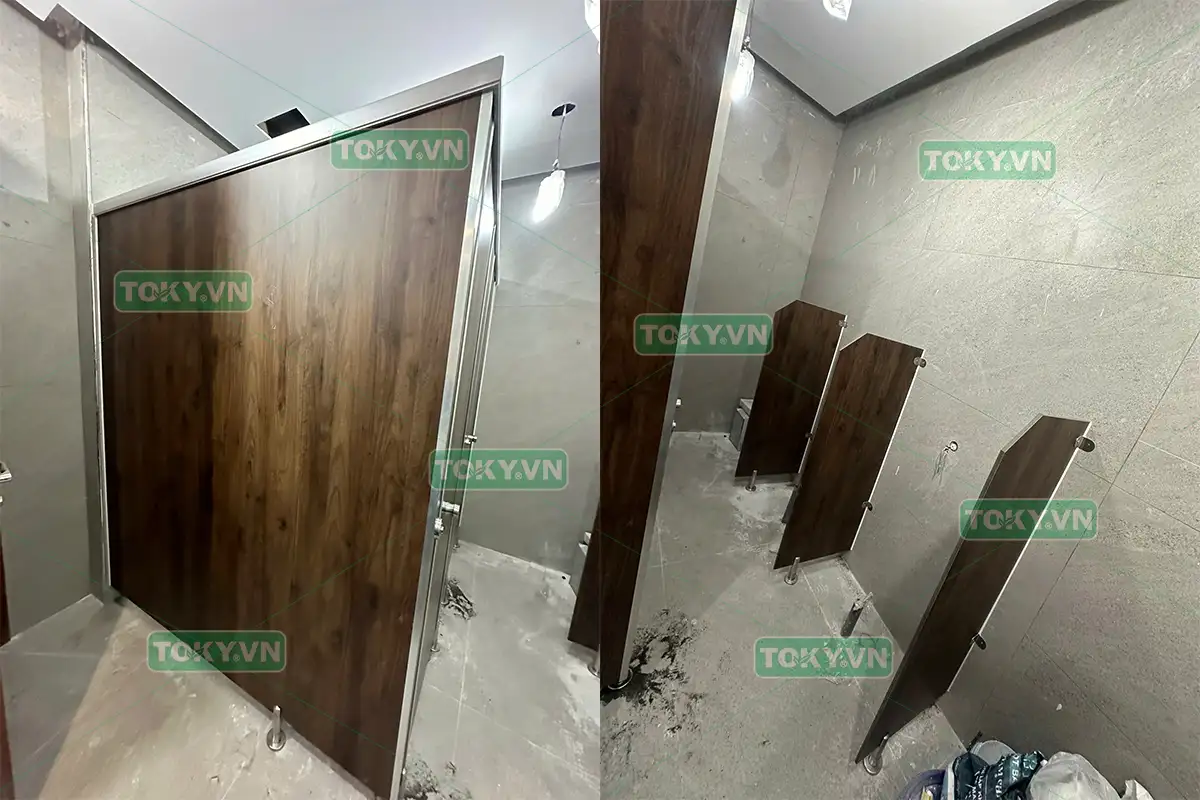 Toky thi công vách ngăn vệ sinh đợt 1 tại Tòa nhà Golden Place