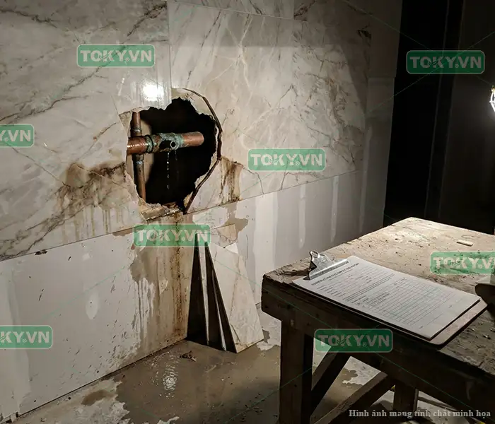 Hậu quả dây chuyền khi xảy ra sự cố khoan trúng ống nước âm tường