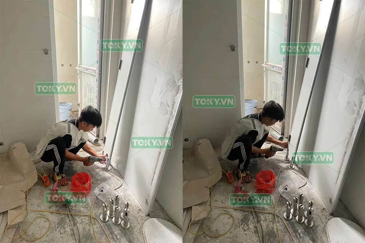 Hoàn thiện 50m2 thi công vách ngăn vệ sinh đợt 1 tại Bệnh viện Mắt Trung Ương