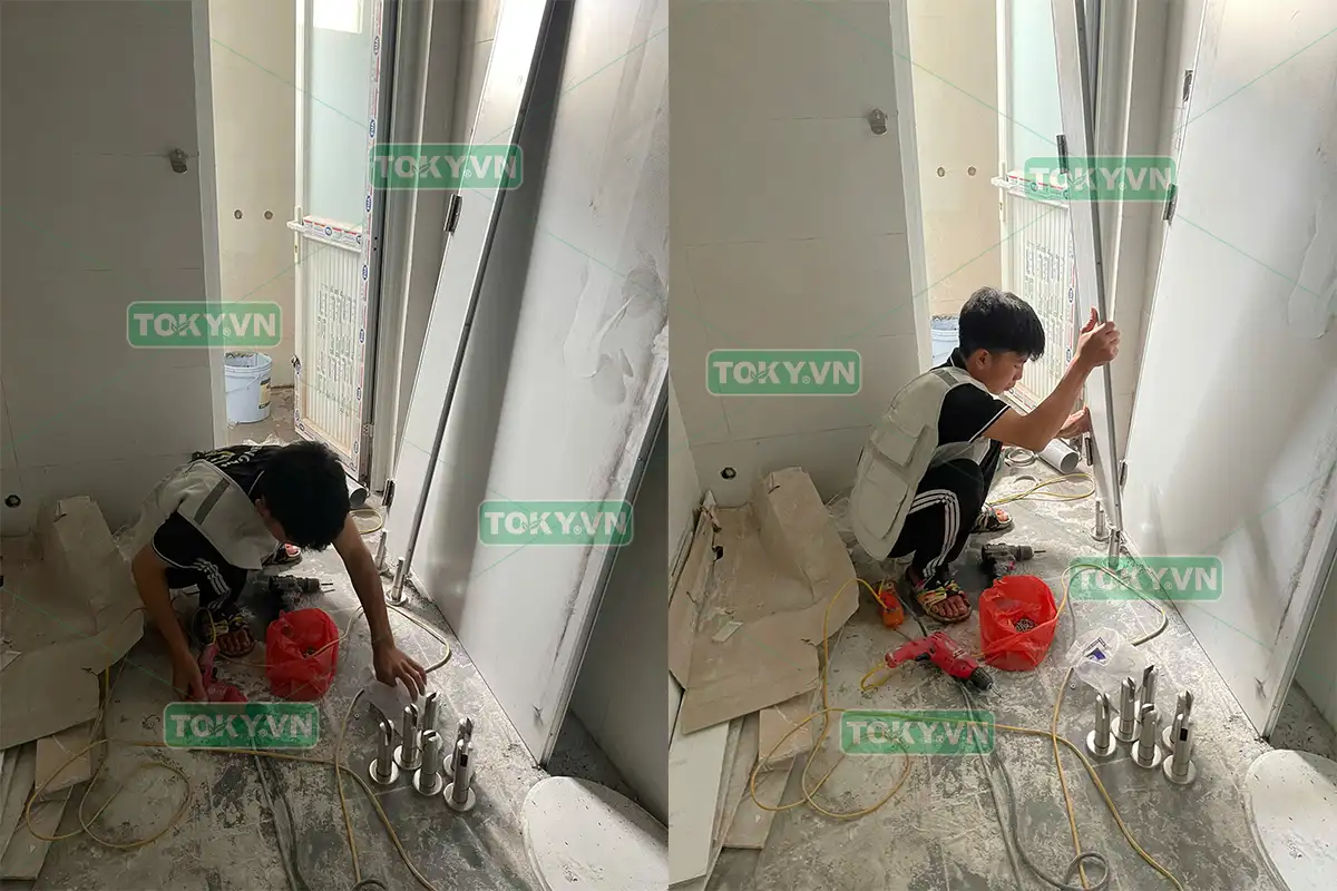 Hoàn thiện 50m2 thi công vách ngăn vệ sinh đợt 1 tại Bệnh viện Mắt Trung Ương